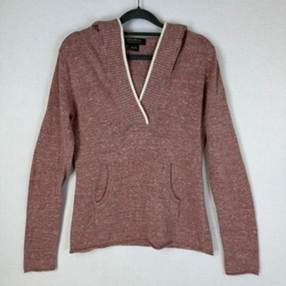 Eddie Bauer Womens Heathered Burgundy Pullover Sweater Hoodie Size S